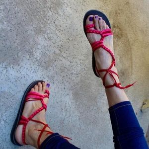 Pink Gladiator Sandals,Handmade Rope Women Sandals